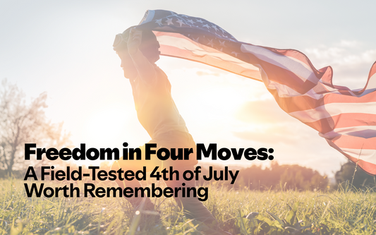 Boy running with an American Flag unfurled behind him