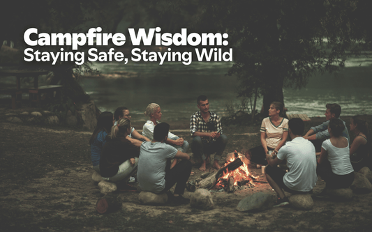 Campfire Wisdom, people gathered around a campfire at dusk.