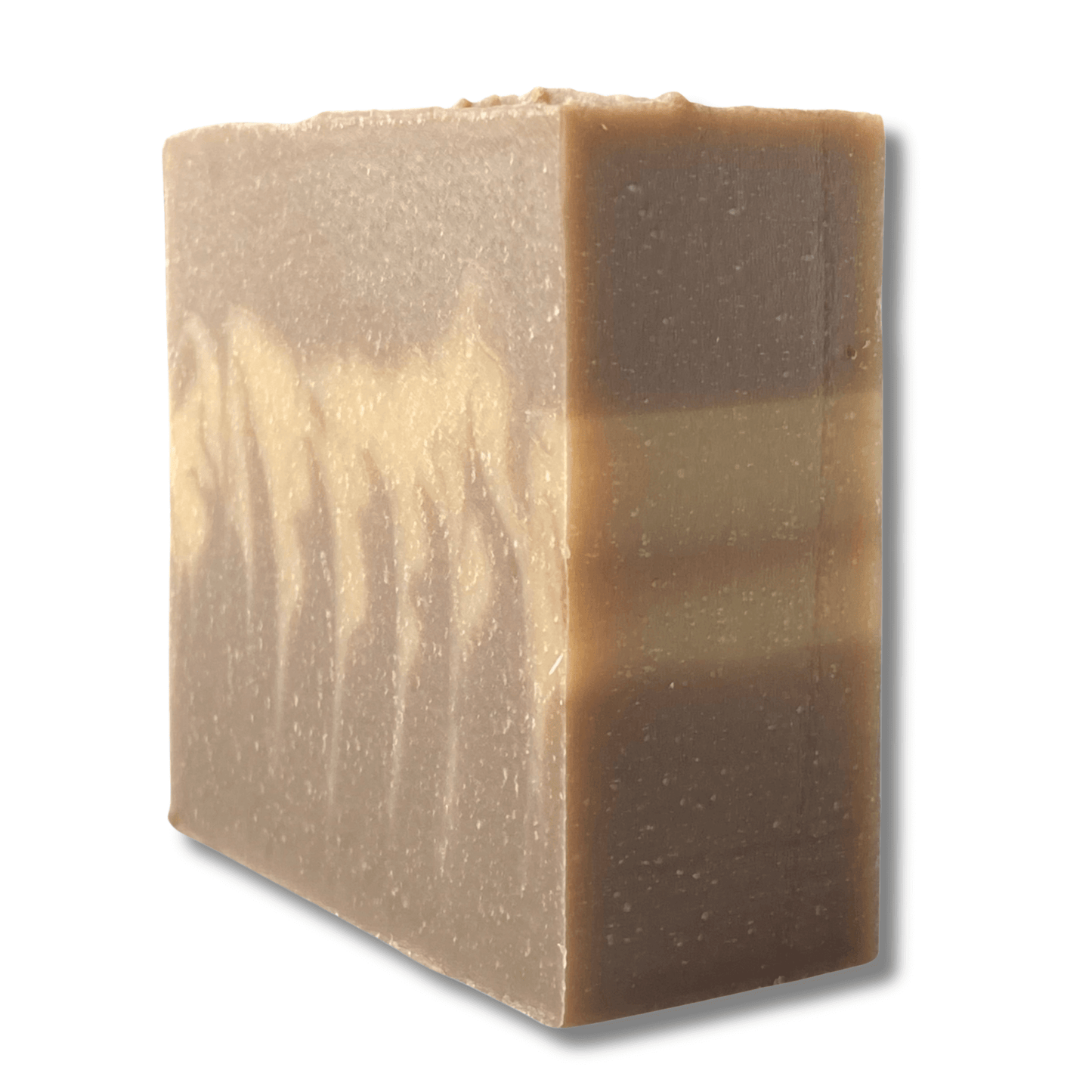 an angle view of a Root Beer soap bar by Brick Box Natural Soap Company