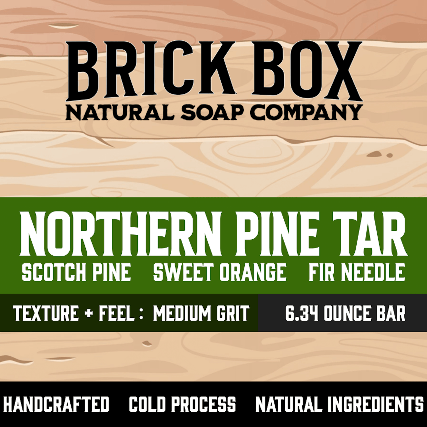 a box of Northern Pine Tar soap by Brick Box Natural Soap Company