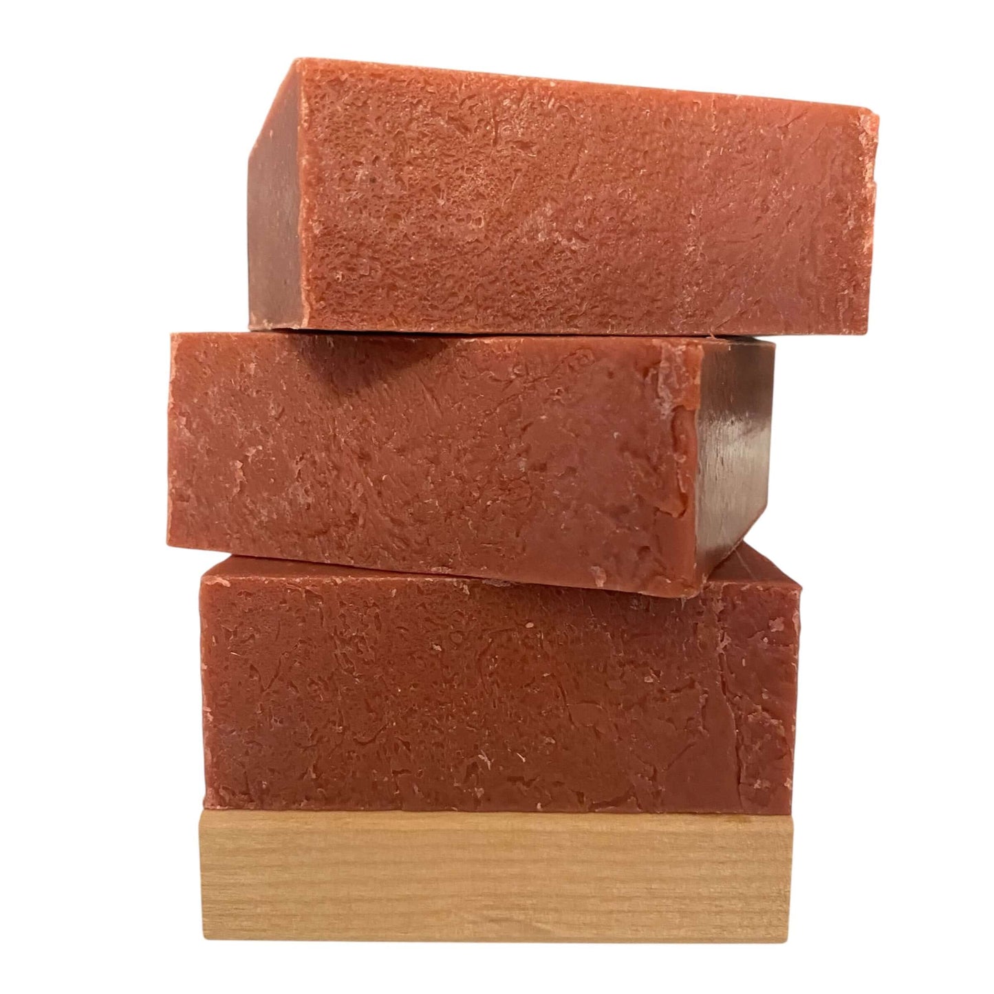 Stack of three Frontier Cask soap bars by Brick Box Natural Soap Co,