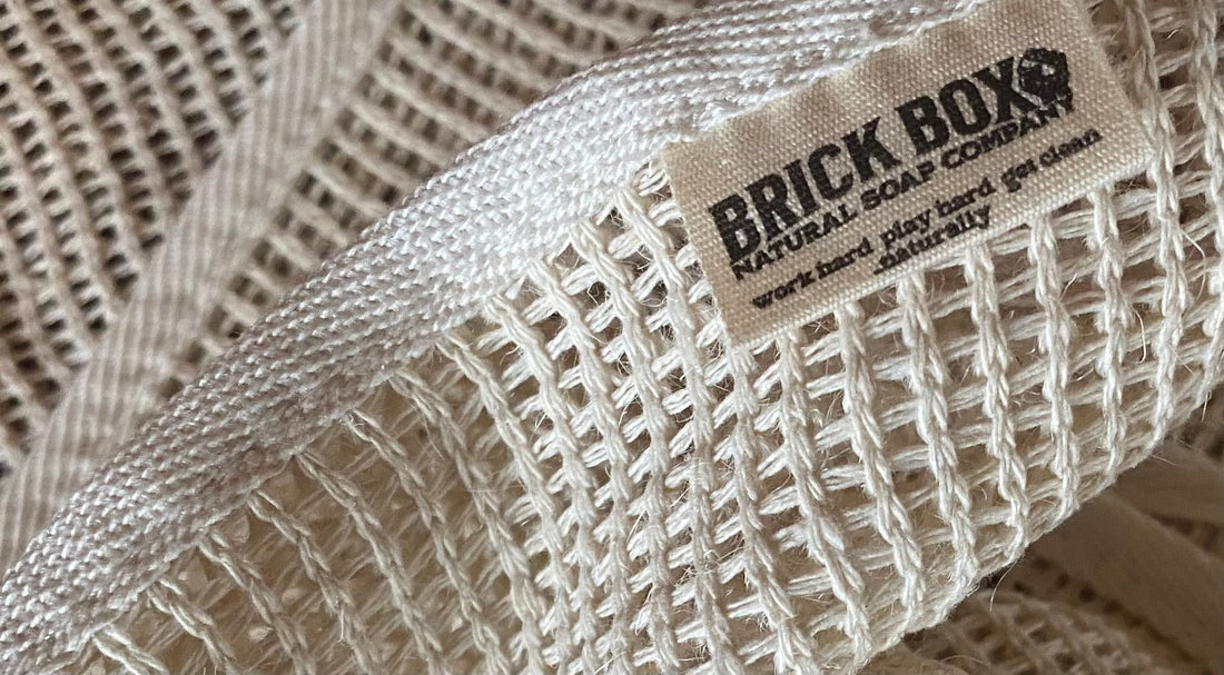 sisal wash cloth with brick box logo