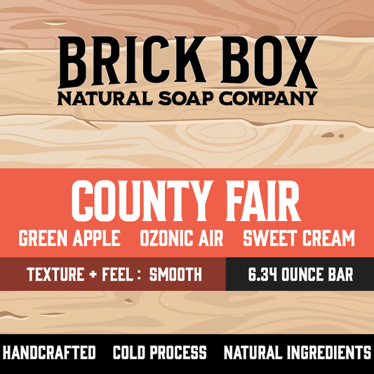 a box of County Fair soap by Brick Box