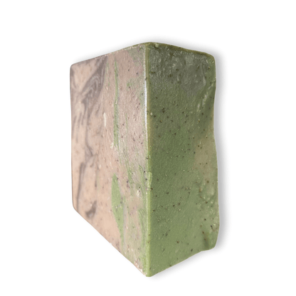 An angle view of Cabin Essence soap by Brick Box