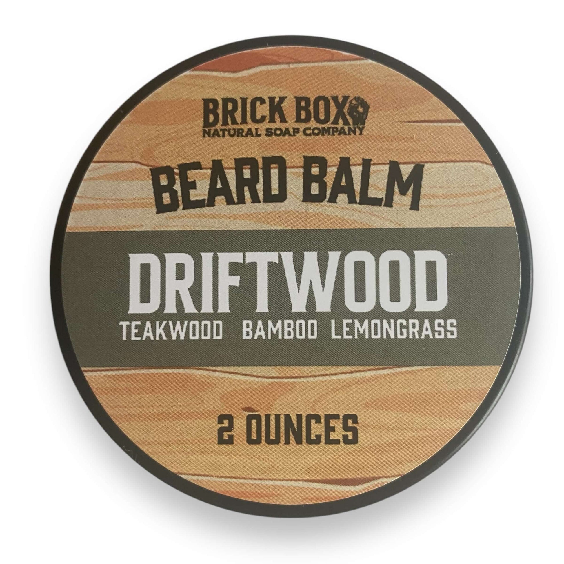 a tin of Driftwood Beard Balm by Brick Box
