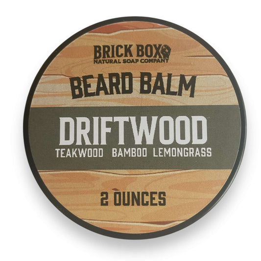 a tin of Driftwood Beard Balm by Brick Box