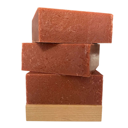 Stack of three Frontier Cask soap bars by Brick Box Natural Soap Co,