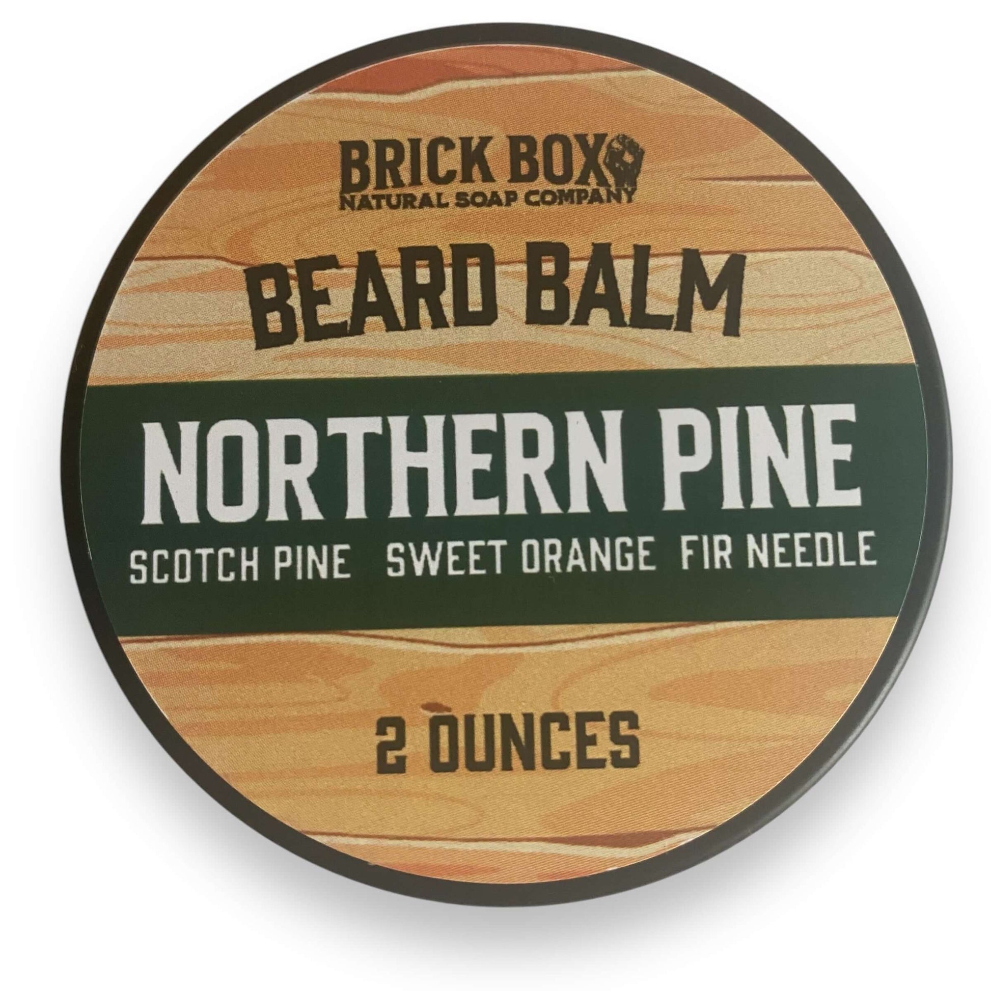 a tin of Northern Pine Tar Beard Balm by Brick Box