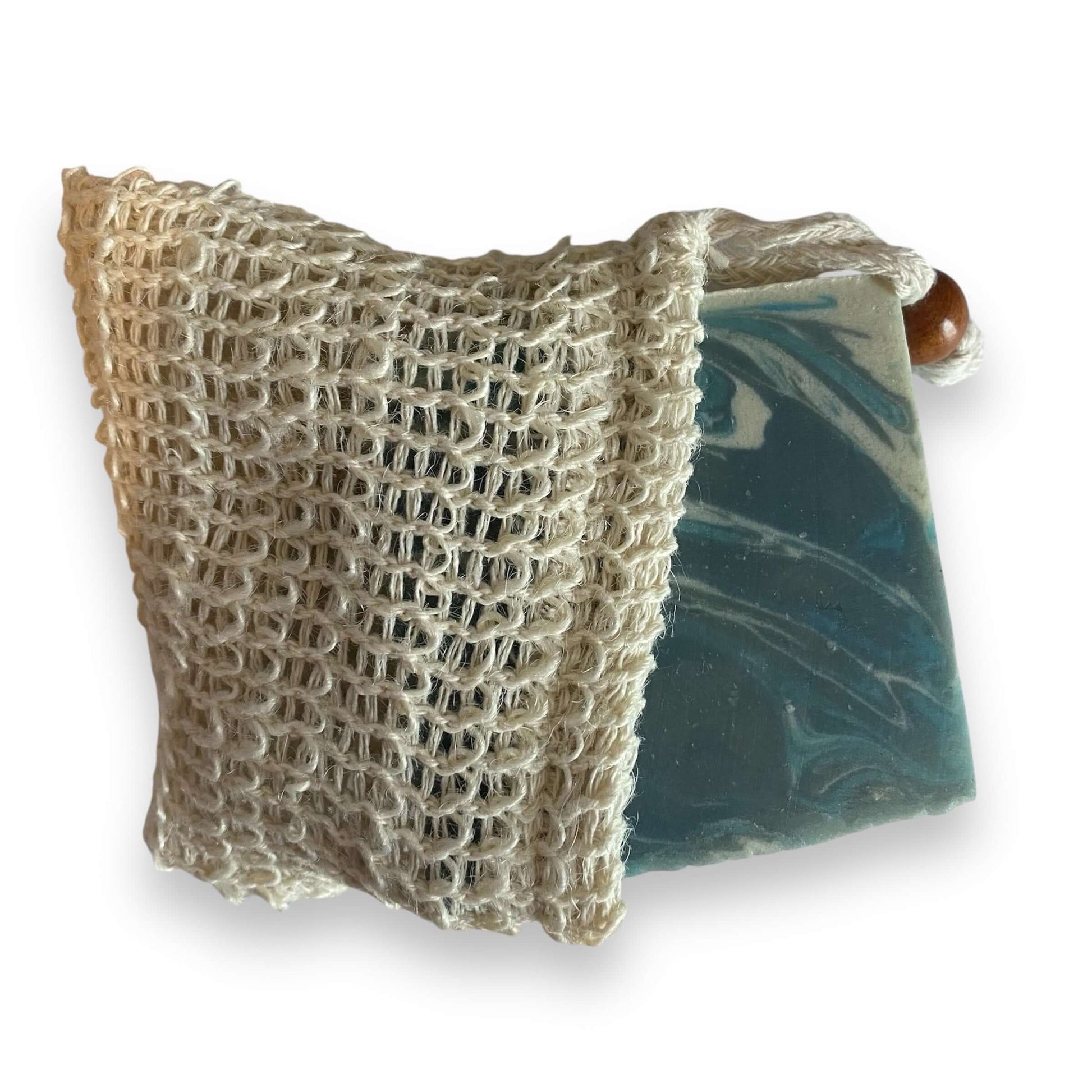 sisal soap satchel with soap bar