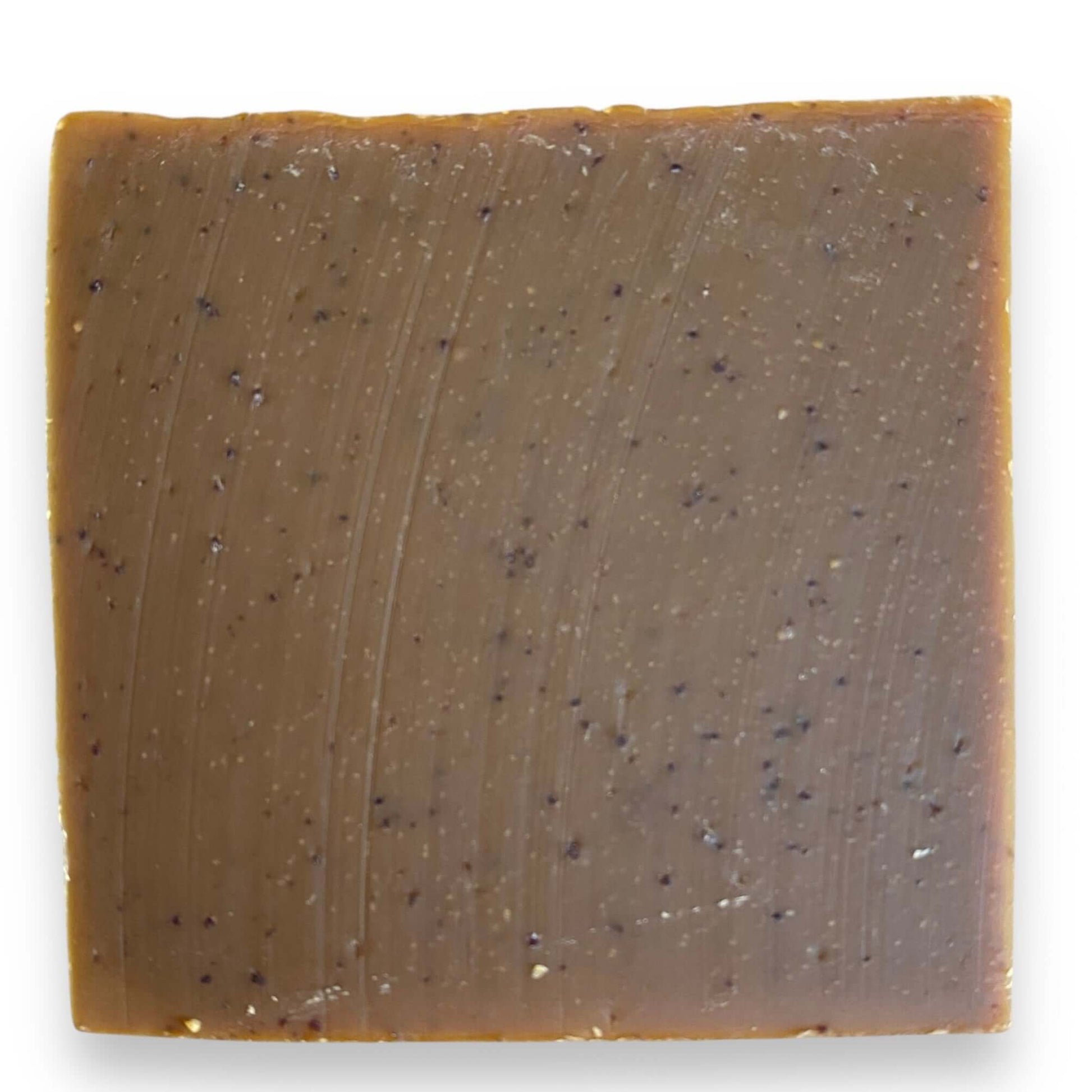 a front view of Whiskey Barrel soap by Brick Box 